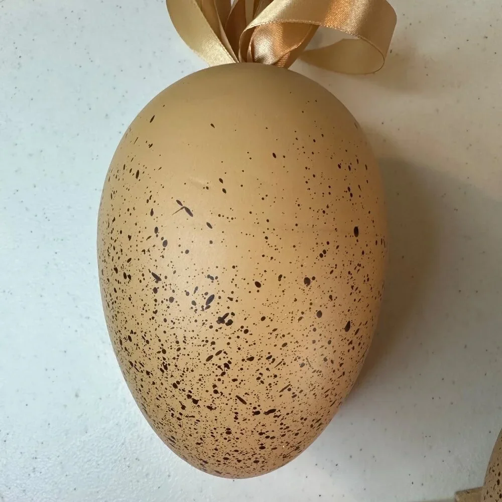 Speckled Easter Eggs Large Light Brown Easter Egg Decorations Qty 2 Spring Decor
